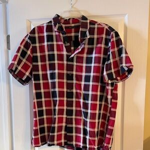 Perry Ellis Red and Black Checkered Shirt